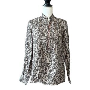 VINTAGE VOTRE NOM 100% Silk Half Button Down Long Sleeve Floral Shirt SZ 6